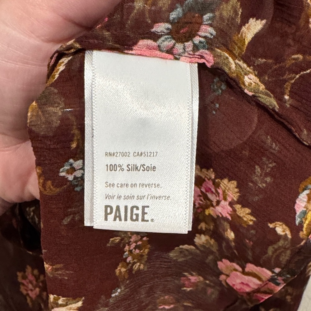 PAIGE Clemency Floral Silk Top in Rosewood Multi, xs - Picture 4 of 12